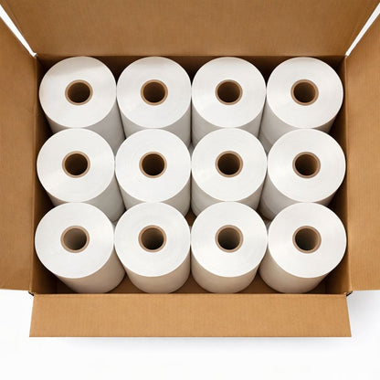 Direct Thermal (DT) Barcode Labels 50mm x 25mm (2" x 1"), with strong adhesive 400 labels per roll, 1 up, 1 inch core (Pack of 12 Rolls-4800 stickers) in ACCUTRAC Brand