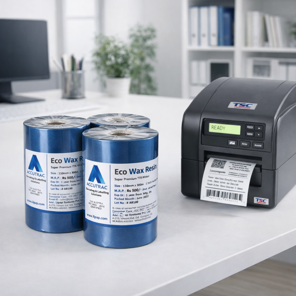 ACCUTRAC Eco Wax Resin Thermal Transfer Ribbon, Black, 110mm x 300m, compatible with TSC, Zebra, Citizen, Datamax, Toshiba, Sato Printers (Pack 3)