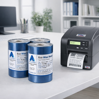 ACCUTRAC Eco Wax Resin Thermal Transfer Ribbon, Black, 110mm x 300m, compatible with TSC, Zebra, Citizen, Datamax, Toshiba, Sato Printers (Pack 3)