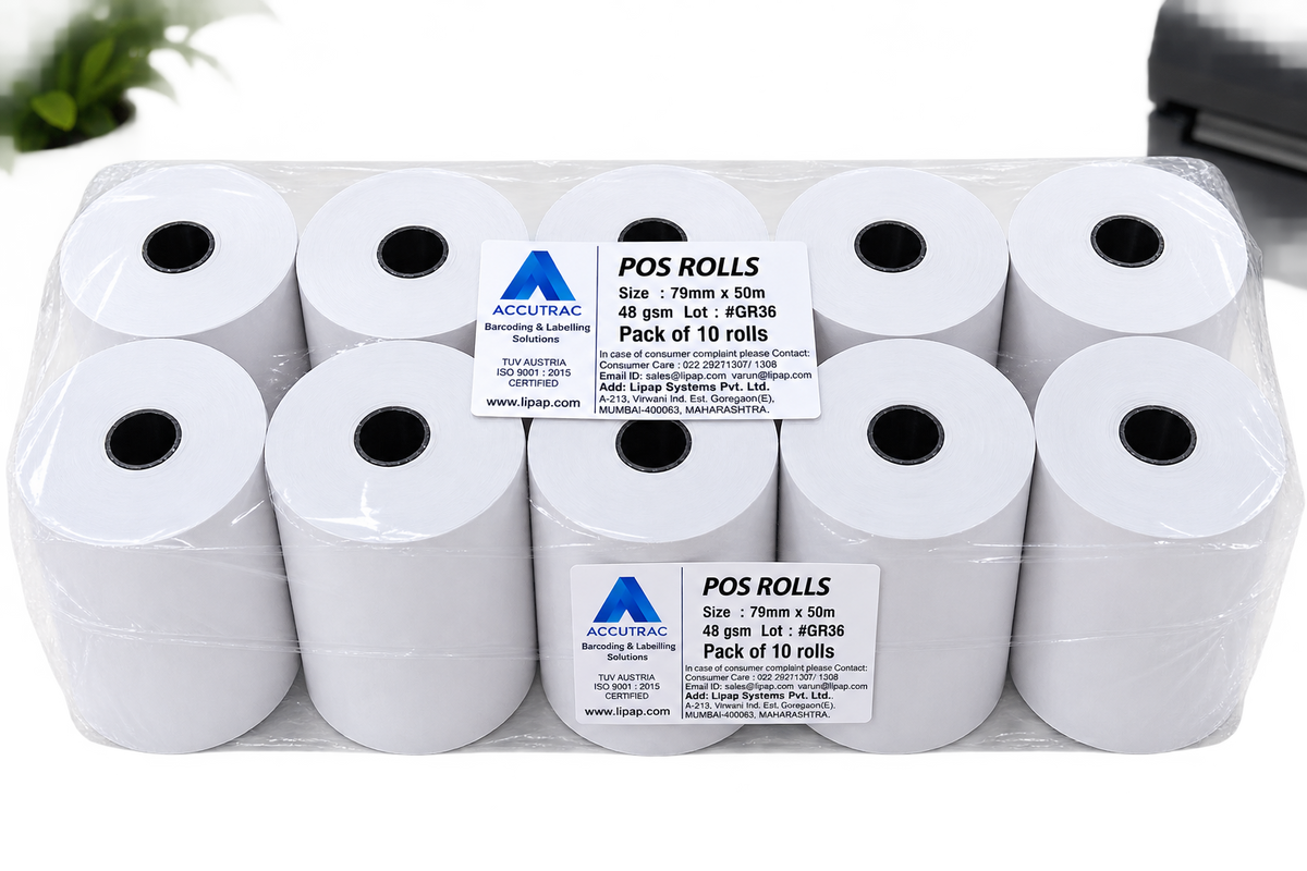 Receipt Thermal Paper Rolls, Pack of 10 Rolls 79mm(3inch) x 50 Meter Size, Smooth Surface Smudge & Jam-Free Rolls for Cash, Retail, Restaurants Billing Receipt