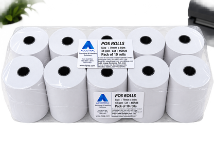 Receipt Thermal Paper Rolls, Pack of 10 Rolls 79mm(3inch) x 50 Meter Size, Smooth Surface Smudge & Jam-Free Rolls for Cash, Retail, Restaurants Billing Receipt